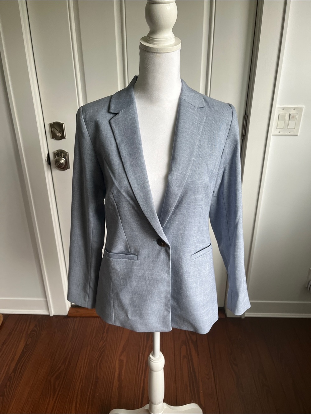 LOFT Light Blue Tailored Single-Button Blazer